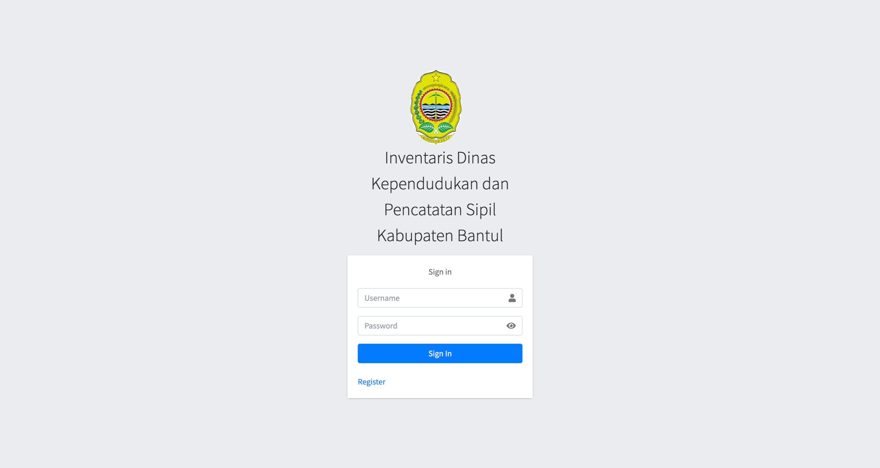 Inventaris Dinas Kependudukan dan Pencatatan Sipil